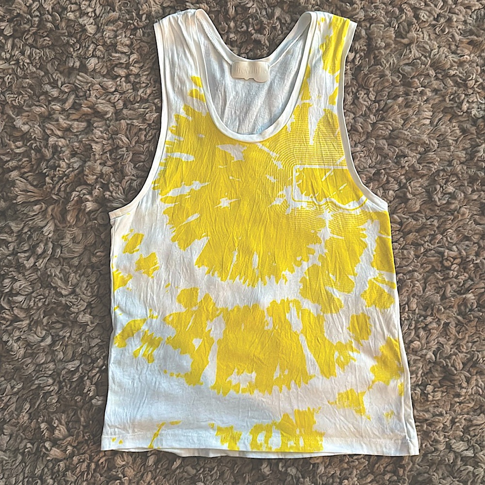 Grey Any Graphic Tank Top White Yellow size small